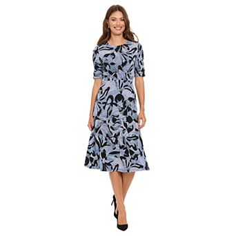 Women's London Times Printed Midi A-Line Dress