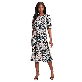 Women's London Times Printed Midi A-Line Dress