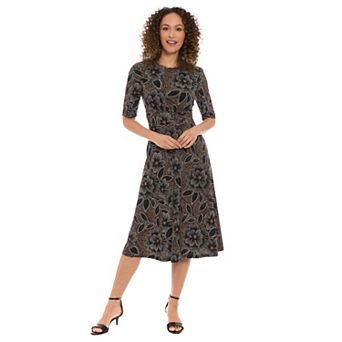 Women's London Times Printed Midi A-Line Dress