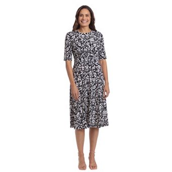 Women's London Times Printed Midi A-Line Dress