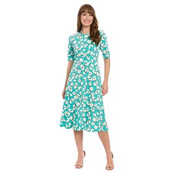Women's London Times Printed Midi A-Line Dress