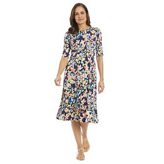 Women's London Times Printed Midi A-Line Dress