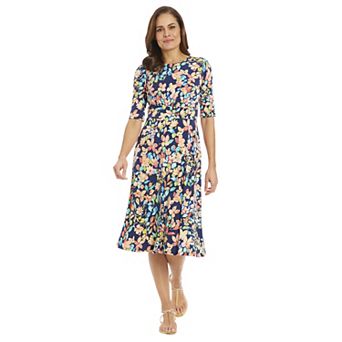 Women's London Times Printed Midi A-Line Dress