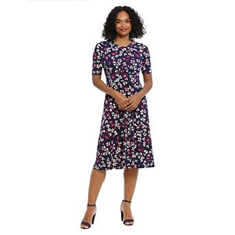 Women's London Times Printed Midi A-Line Dress