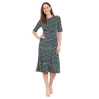 Women's London Times Printed Midi A-Line Dress