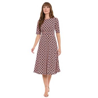 Women's London Times Printed Midi A-Line Dress