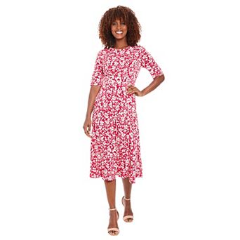 Women's London Times Printed Midi A-Line Dress
