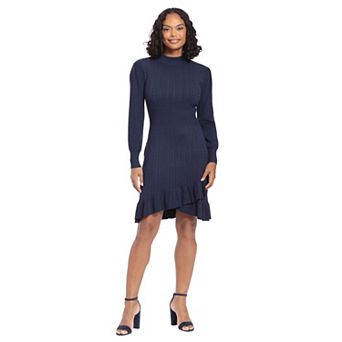 Women's London Times Solid Ruffled Sweaterdress