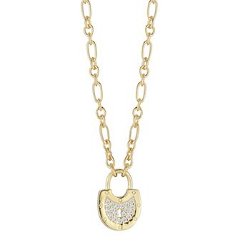 Sunkissed Sterling Sterling Silver Cubic Zirconia Vintage Padlock Necklace
