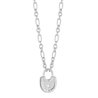 Sunkissed Sterling Sterling Silver Cubic Zirconia Vintage Padlock Necklace