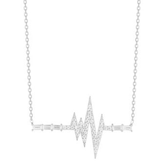 Sunkissed Sterling Sterling Silver Cubic Zirconia Heartbeat Necklace