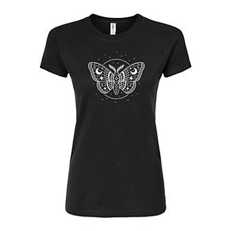 Juniors' Celestial Moth Fitted Tee
