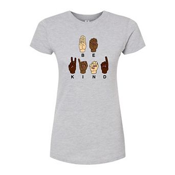 Juniors' Be Kind ASL Fitted Tee