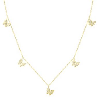 Sunkissed Sterling Sterling Silver Cubic Zirconia Butterfly Charm Necklace