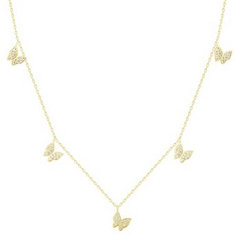 Sunkissed Sterling Sterling Silver Cubic Zirconia Butterfly Charm Necklace