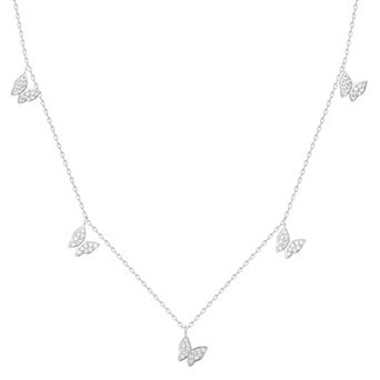 Sunkissed Sterling Sterling Silver Cubic Zirconia Butterfly Charm Necklace