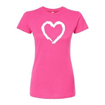 Juniors' Paintbrush Heart Fitted Tee