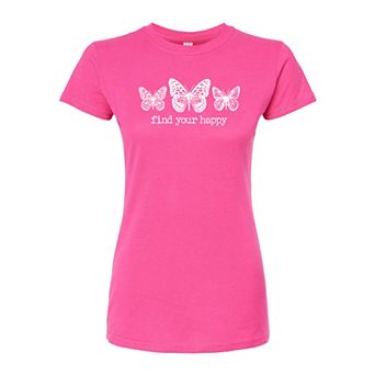 Juniors' Happy Butterflies Fitted Tee