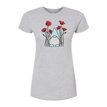 Juniors' Gnome In Poppies Fitted Tee