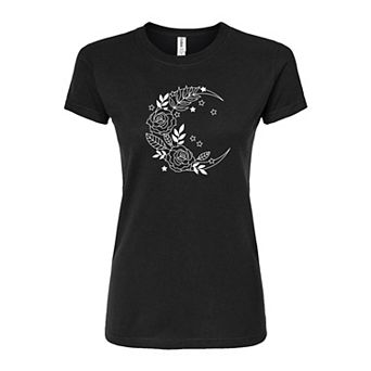 Juniors' Crescent Moon Rose Fitted Tee