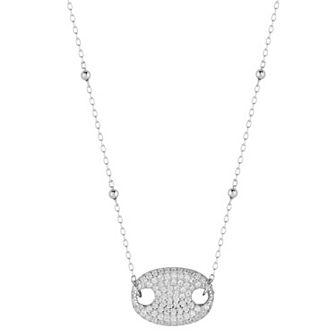 Sunkissed Sterling Sterling Silver Cubic Zirconia Pave Medallion Necklace