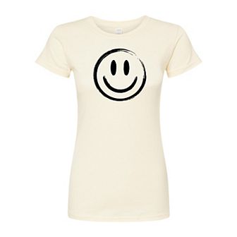 Juniors' Painted Smiley Face Fitted Tee