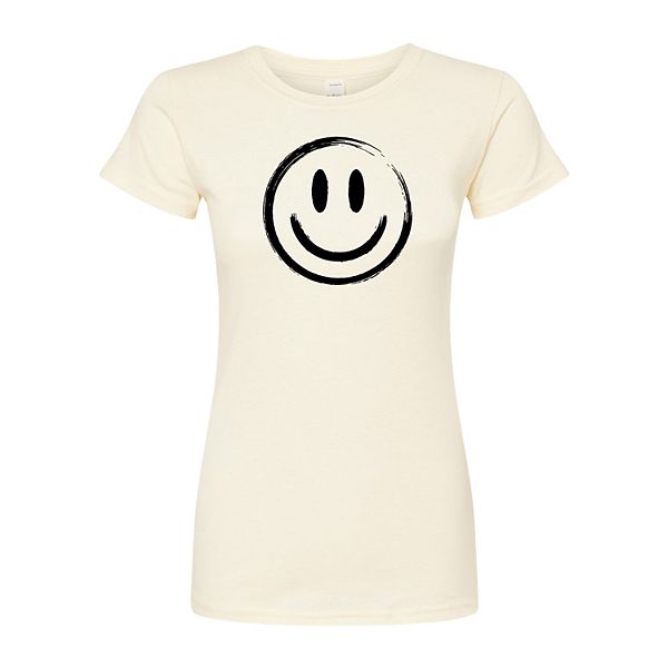 Juniors' Painted Smiley Face Fitted Tee
