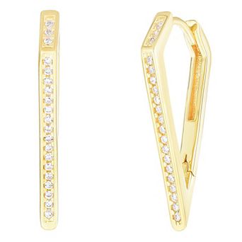 Sunkissed Sterling Sterling Silver Cubic Zirconia Pointed Hoop Earrings