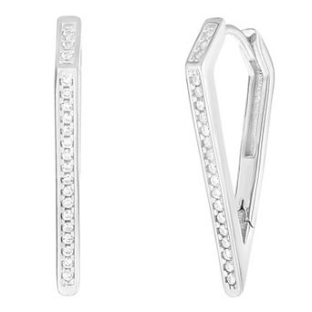 Sunkissed Sterling Sterling Silver Cubic Zirconia Pointed Hoop Earrings