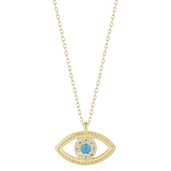 Sunkissed Sterling Sterling Silver Cubic Zirconia & Simulated Turquoise Eye Pendant Necklace