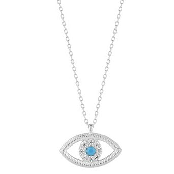 Sunkissed Sterling Sterling Silver Cubic Zirconia & Simulated Turquoise Eye Pendant Necklace