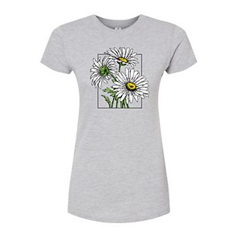 Juniors' Vintage Daisies Fitted Tee