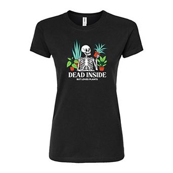 Juniors' Dead Inside Plants Fitted Tee