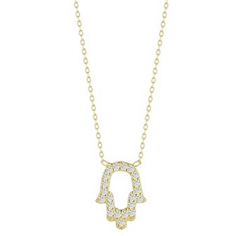 Sunkissed Sterling Sterling Silver Cubic Zirconia Open Hamsa Necklace