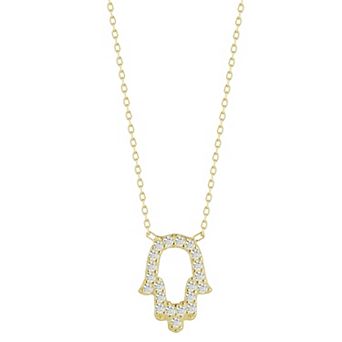 Sunkissed Sterling Sterling Silver Cubic Zirconia Open Hamsa Necklace