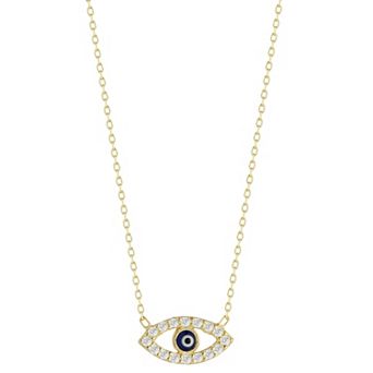 Sunkissed Sterling Sterling Silver Cubic Zirconia Enamel Dainty Eye Necklace
