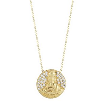 Sunkissed Sterling Sterling Silver Cubic Zirconia Buddha Medallion Necklace