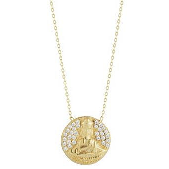 Sunkissed Sterling Sterling Silver Cubic Zirconia Buddha Medallion Necklace