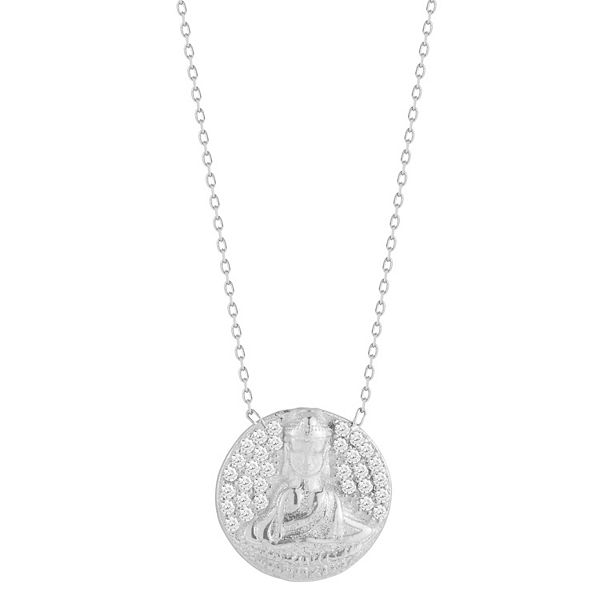 Sunkissed Sterling Sterling Silver Cubic Zirconia Buddha Medallion Necklace