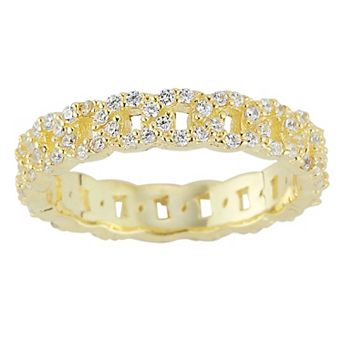 Sunkissed Sterling Sterling Silver Cubic Zirconia Curb Link Ring