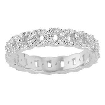 Sunkissed Sterling Sterling Silver Cubic Zirconia Curb Link Ring