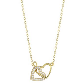 Sunkissed Sterling Sterling Silver Cubic Zirconia Linked Hearts Necklace