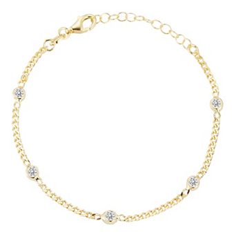 Sunkissed Sterling Sterling Silver Cubic Zirconia Curb Chain Bracelet