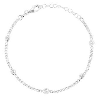 Sunkissed Sterling Sterling Silver Cubic Zirconia Curb Chain Bracelet