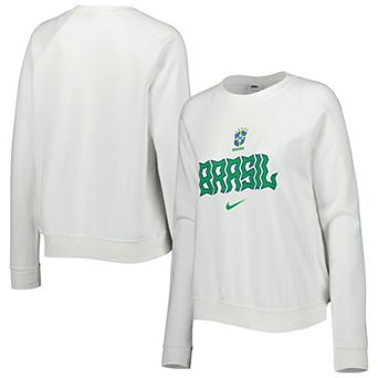 Women's Nike White Brazil National Team Lockup Varsity Raglan Pullover Sweatshirt