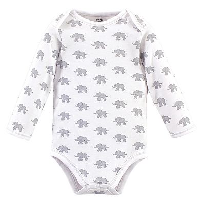 Organic Cotton Long-Sleeve Bodysuits 5pk, Marching Elephant, Preemie
