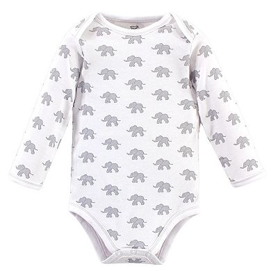 Touched by Nature Organic Cotton Long-Sleeve Bodysuits 5pk, Marching Elephant, 3-6 Months