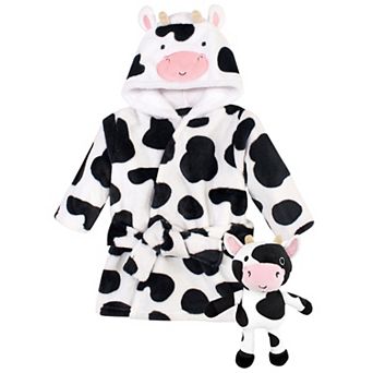 Hudson Baby Unisex Baby Plush Bathrobe and Toy Set, Cow, One Size