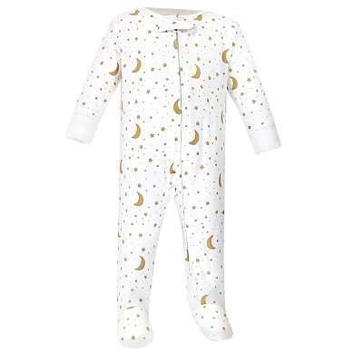 Hudson Baby Baby Cotton Zipper Sleep and Play 3pk, Navy Stars Moons, Preemie