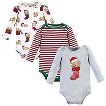 Hudson Baby Unisex Baby Cotton Long-Sleeve Bodysuits, Christmas Dog, 6-9 Months